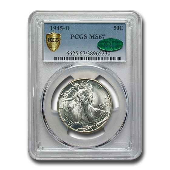 1945-D Walking Liberty Half Dollar MS-67 PCGS CAC 1945-D Walking Liberty Half Dollar MS-67 PCGS CAC